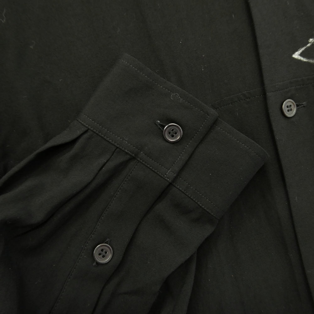 Yohji Yamamoto POUR HOMME ヨウジヤマモトプールオム 23SS HZ-B40-201 花びら刺繍スタンドB レーヨン ロング ブラウス 長袖 シャツ ブラック系 2【中古】