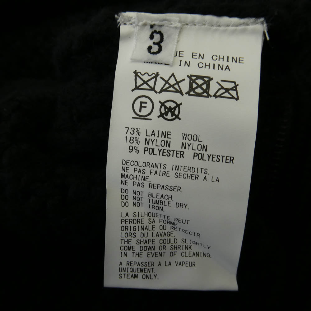Yohji Yamamoto POUR HOMME ヨウジヤマモトプールオム 23AW HJ-K85-985 3G TUCK FASTENER CD タックファスナー ウール ローゲージ ニットジャケット カーディガン ブラック系 3【中古】