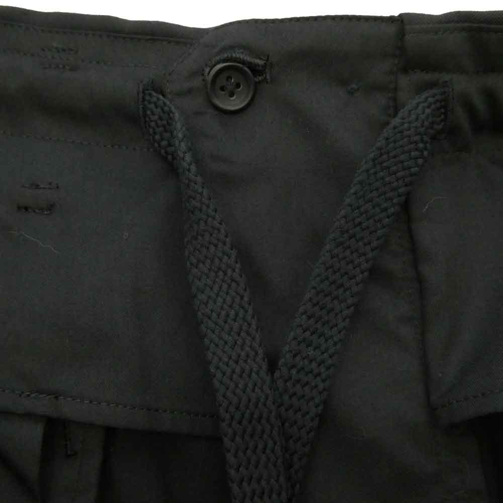 Yohji Yamamoto POUR HOMME ヨウジヤマモトプールオム 26SS HK-P24-100 WOOL GABARDINE HEM SUSPENDER PANTS 100番ウールギャバジン ヘム サスペンダー パンツ ブラック系 3【美品】【中古】