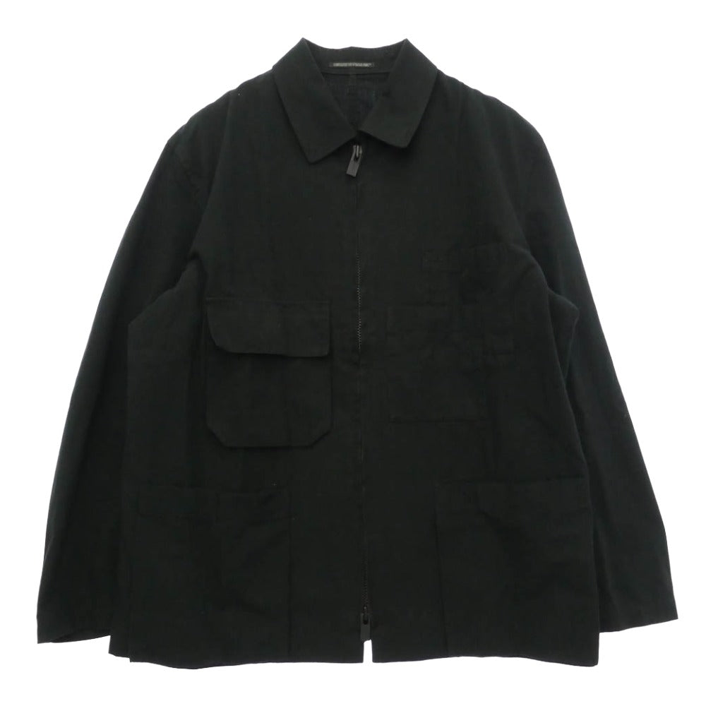 ワイズフォーメン ヨウジヤマモト 25SS MP-Y06-006 FASTENER BLOUSON コットンリネン ファスナーブルゾン ジップアップジャケット ブラック系 3【中古】