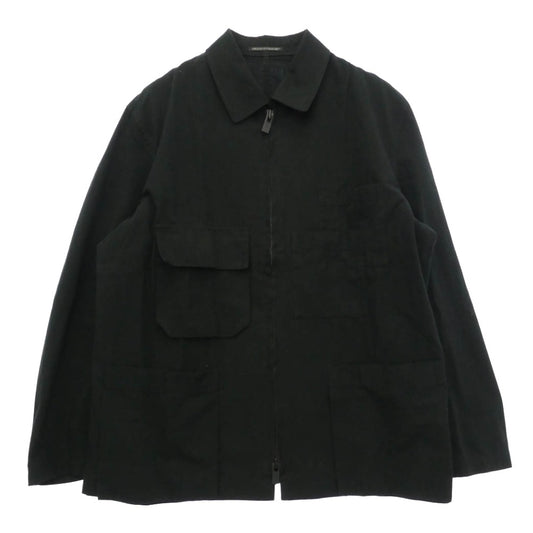 ワイズフォーメン ヨウジヤマモト 25SS MP-Y06-006 FASTENER BLOUSON コットンリネン ファスナーブルゾン ジップアップジャケット ブラック系 3【中古】