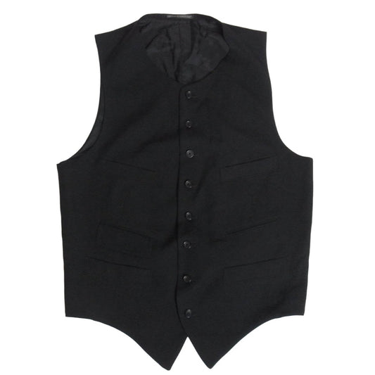 Yohji Yamamoto POUR HOMME ヨウジヤマモトプールオム 23SS HZ-V07-100 GABARDINE W-VEST W / 6 PKT 100番シワギャバ ウールギャバジン 6ポケット ラウンドネック ジレ ベスト ブラック系 4【中古】
