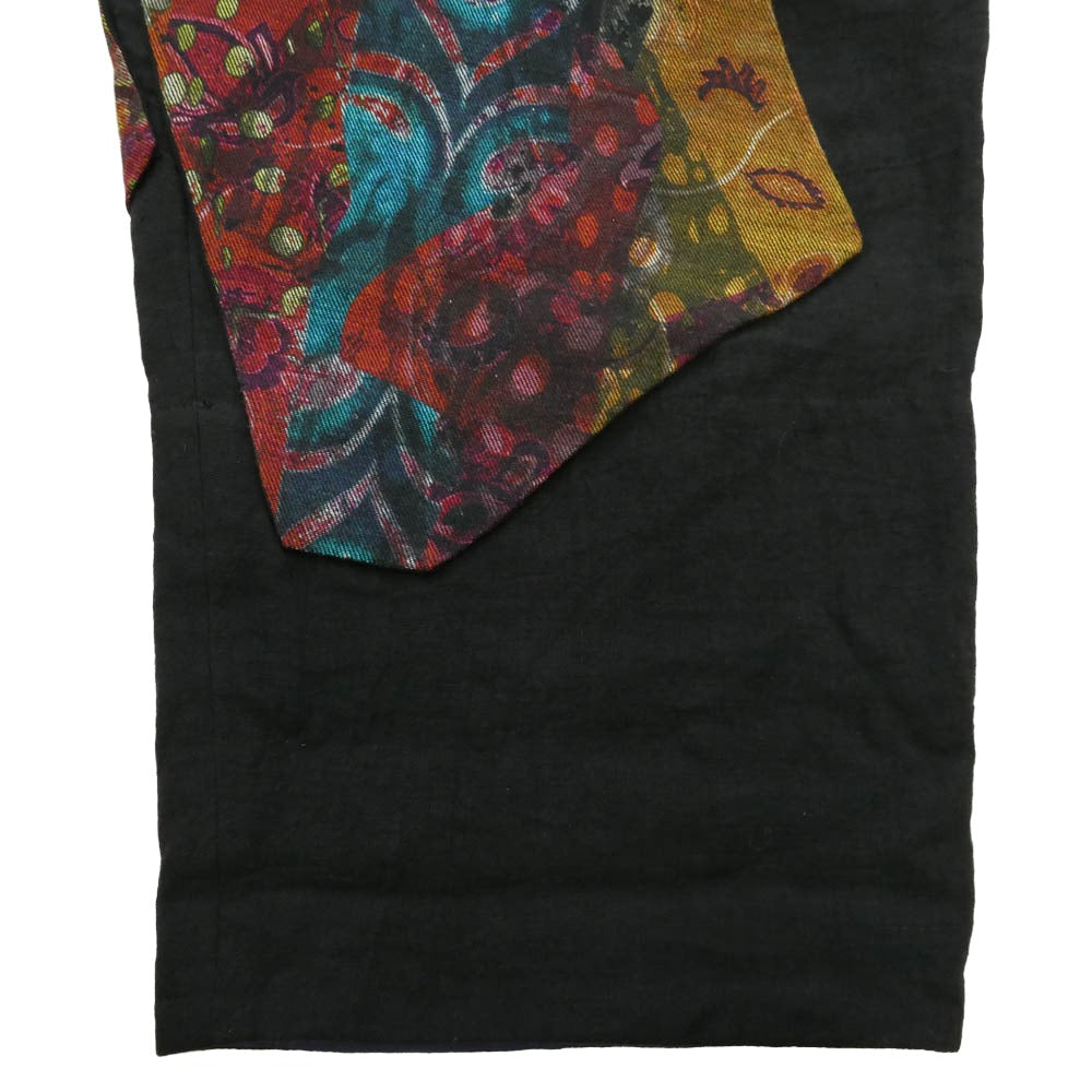 Yohji Yamamoto POUR HOMME ヨウジヤマモトプールオム 23SS HZ-P68-308 BELGIUM FLAX Y-PATCHWORK P.L パッチワーク リネン ワイド紐パンツ ブラック系 4【中古】