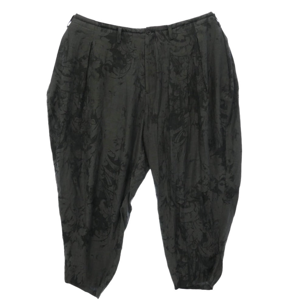 Yohji Yamamoto POUR HOMME ヨウジヤマモトプールオム 26SS HK-P65-041 JACQUARD PATTERN DRAPE PANTS ジャカードパターン ドレープ パンツ グレー系 ブラック系 2【中古】