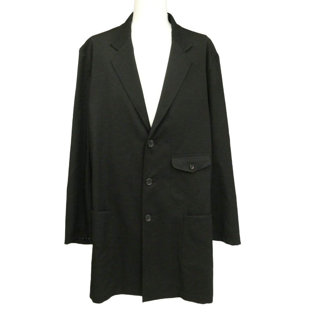 Yohji Yamamoto POUR HOMME ヨウジヤマモトプールオム 23SS HZ-J67-100 100番シワギャバ ウールギャバジン オープンボタン ビッグ テーラードジャケット ブラック系 4【中古】