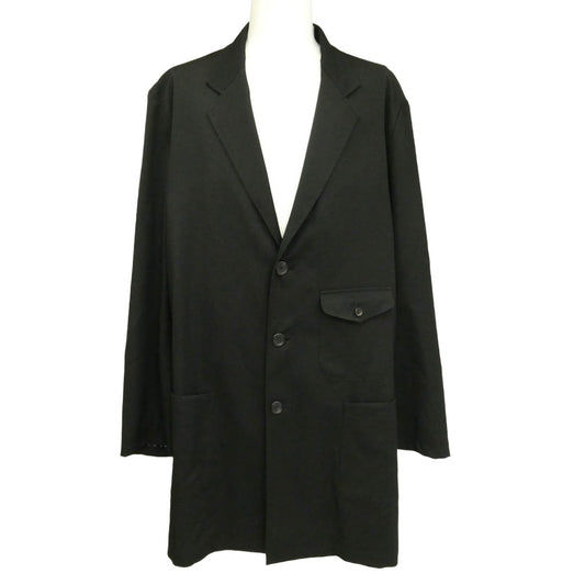 Yohji Yamamoto POUR HOMME ヨウジヤマモトプールオム 23SS HZ-J67-100 100番シワギャバ ウールギャバジン オープンボタン ビッグ テーラードジャケット ブラック系 4【中古】