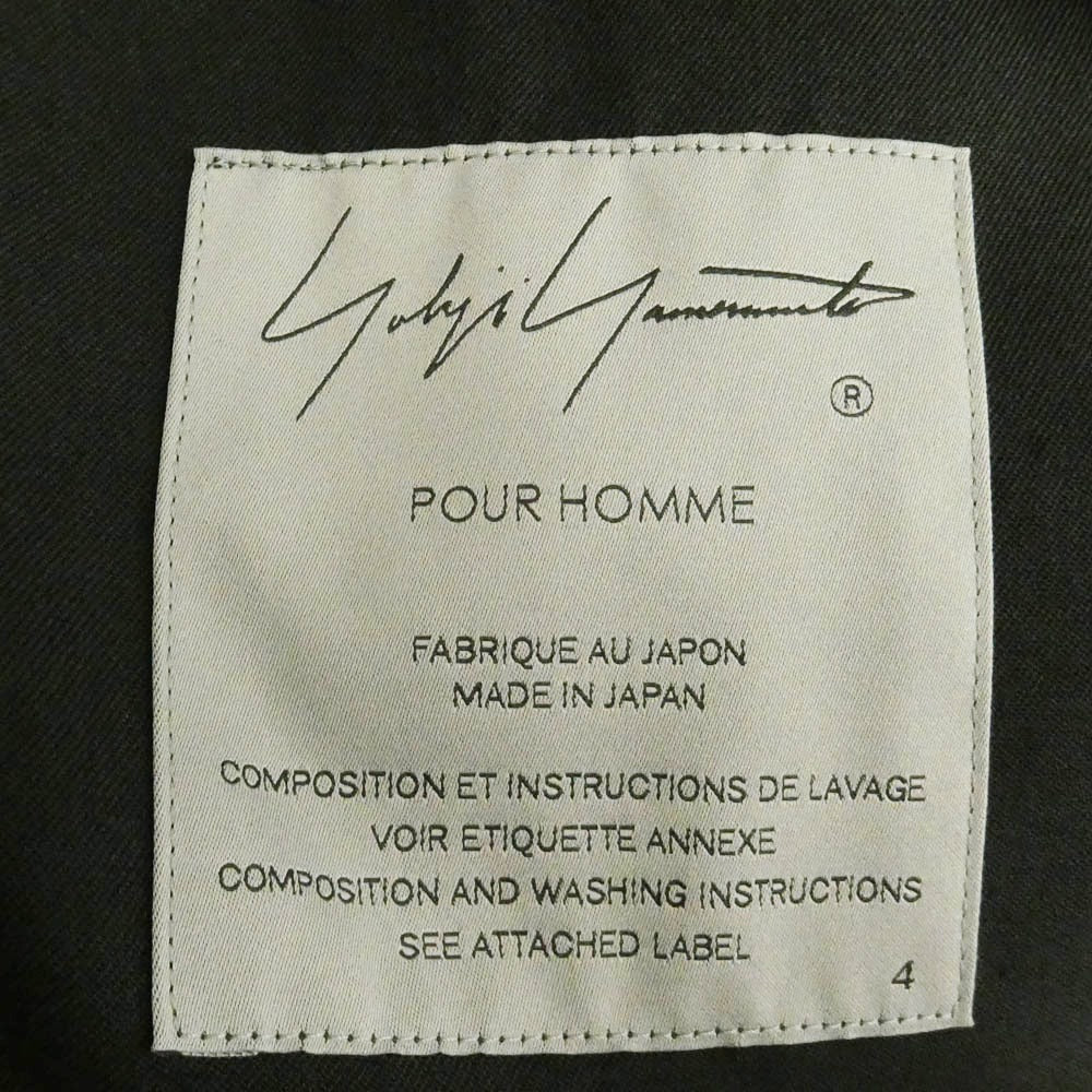 Yohji Yamamoto POUR HOMME ヨウジヤマモトプールオム 23SS HZ-J67-100 100番シワギャバ ウールギャバジン オープンボタン ビッグ テーラードジャケット ブラック系 4【中古】
