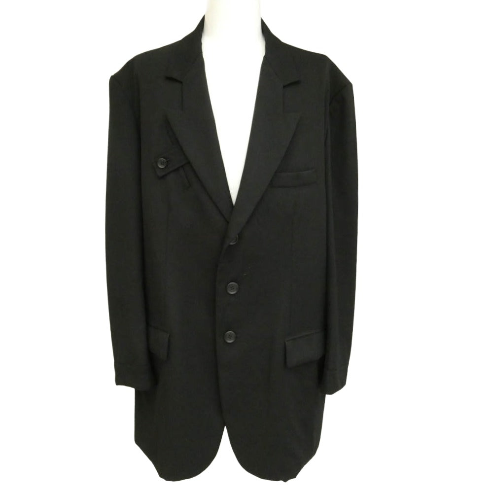 Yohji Yamamoto POUR HOMME ヨウジヤマモトプールオム 23SS HZ-J22-100 GABARDINE I-CHANGING PEAK GABARDINE JK 変形ピークドラペル ウールギャバジンジャケット ブラック系 3【中古】