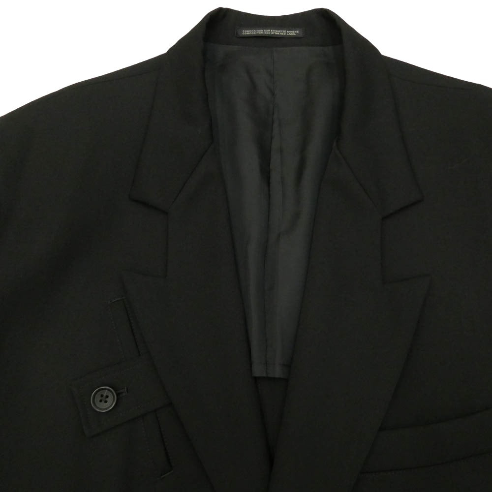 Yohji Yamamoto POUR HOMME ヨウジヤマモトプールオム 23SS HZ-J22-100 GABARDINE I-CHANGING PEAK GABARDINE JK 変形ピークドラペル ウールギャバジンジャケット ブラック系 3【中古】