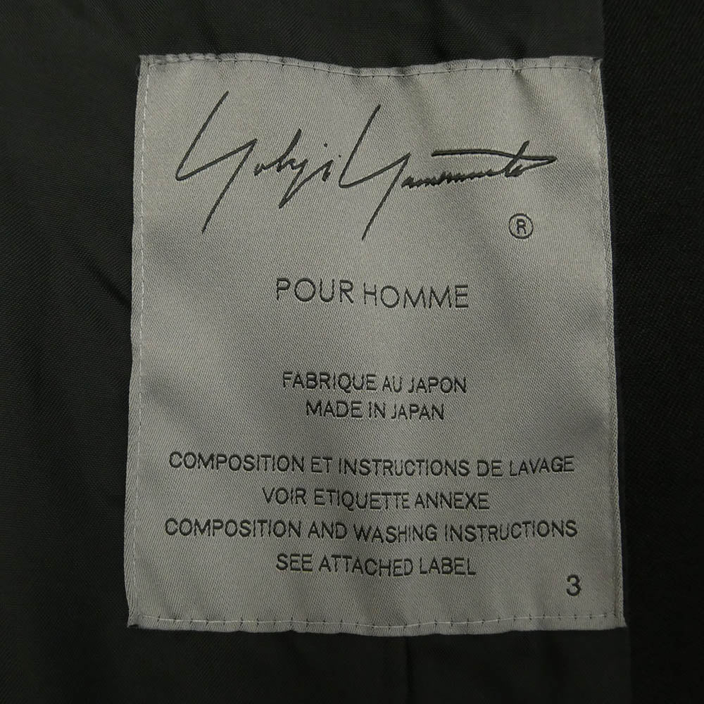 Yohji Yamamoto POUR HOMME ヨウジヤマモトプールオム 23SS HZ-J22-100 GABARDINE I-CHANGING PEAK GABARDINE JK 変形ピークドラペル ウールギャバジンジャケット ブラック系 3【中古】