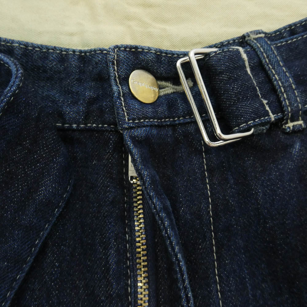 GRAPHPAPER グラフペーパー GU263-40063DB Selvage Denim Belted Pants DARK FADE セルビッチ デニム パンツ インディゴブルー系【中古】