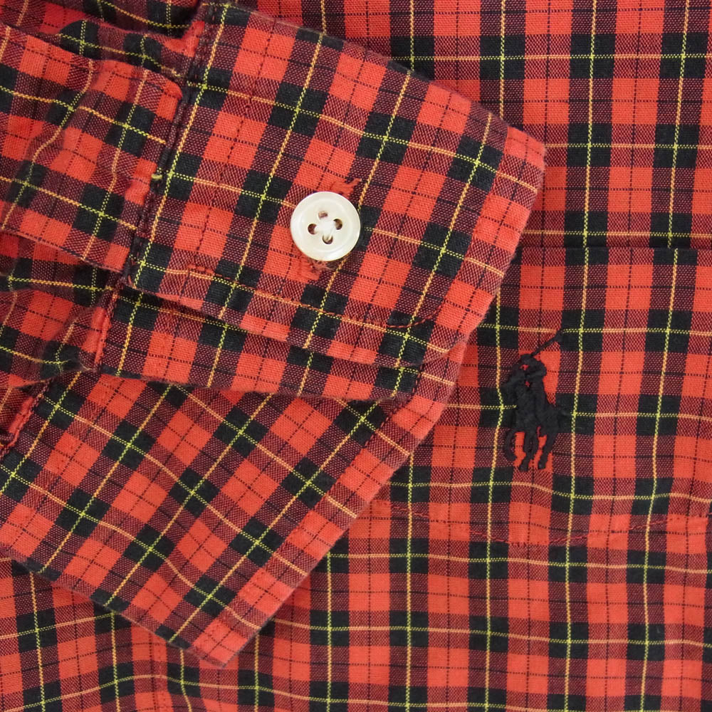 RALPH LAUREN ラルフローレン BLAIRE ブレア ボタンダウン チェック 長袖 シャツ レッド系 XL【中古】