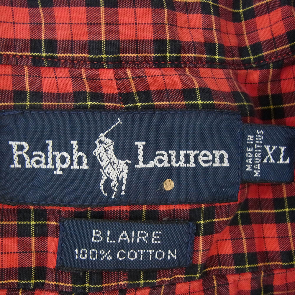 RALPH LAUREN ラルフローレン BLAIRE ブレア ボタンダウン チェック 長袖 シャツ レッド系 XL【中古】