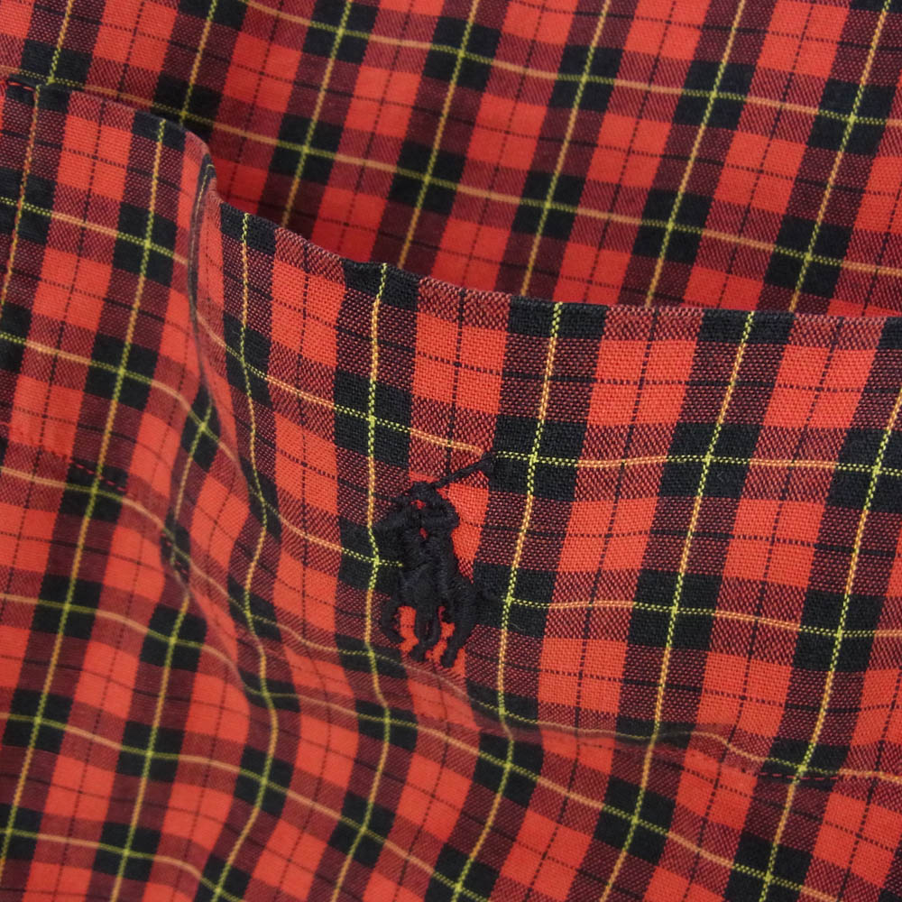 RALPH LAUREN ラルフローレン BLAIRE ブレア ボタンダウン チェック 長袖 シャツ レッド系 XL【中古】