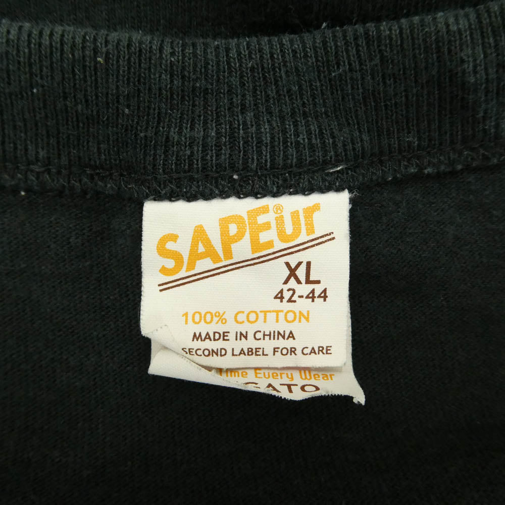 SAPEUR サプール Safari ANIMAL LOGO Tee アニマル ロゴ プリント Tシャツ 半袖 カットソー ブラック系 XL【中古】