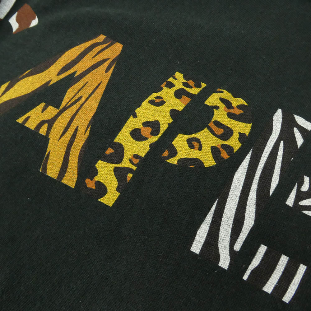 SAPEUR サプール Safari ANIMAL LOGO Tee アニマル ロゴ プリント Tシャツ 半袖 カットソー ブラック系 XL【中古】