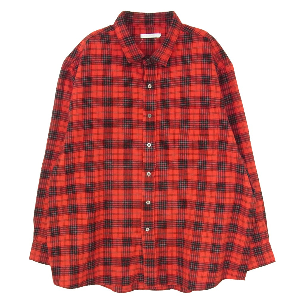 VICTIM ヴィクティム VTM-20-S-102 BIG CHECK SHIRTS レーヨン混 チェック ネル 長袖 シャツ レッド系 XL【中古】