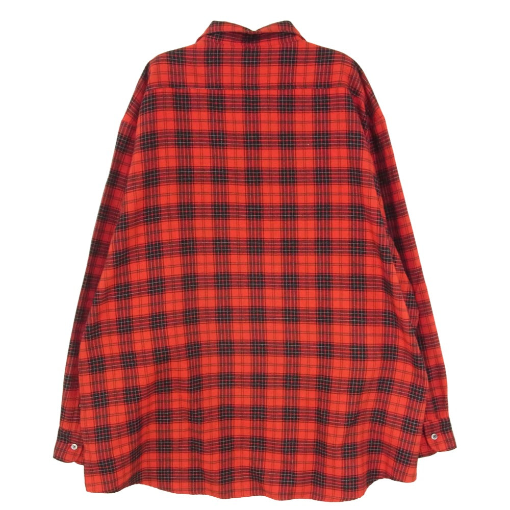 VICTIM ヴィクティム VTM-20-S-102 BIG CHECK SHIRTS レーヨン混 チェック ネル 長袖 シャツ レッド系 XL【中古】