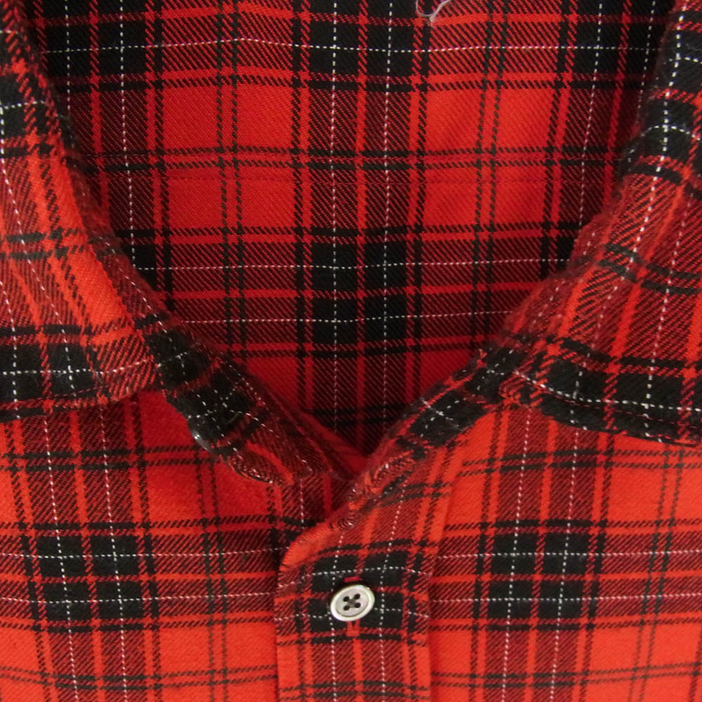 VICTIM ヴィクティム VTM-20-S-102 BIG CHECK SHIRTS レーヨン混 チェック ネル 長袖 シャツ レッド系 XL【中古】