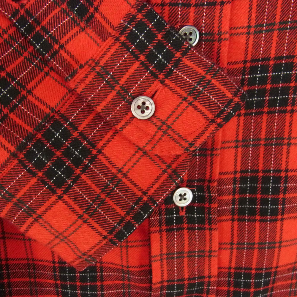VICTIM ヴィクティム VTM-20-S-102 BIG CHECK SHIRTS レーヨン混 チェック ネル 長袖 シャツ レッド系 XL【中古】