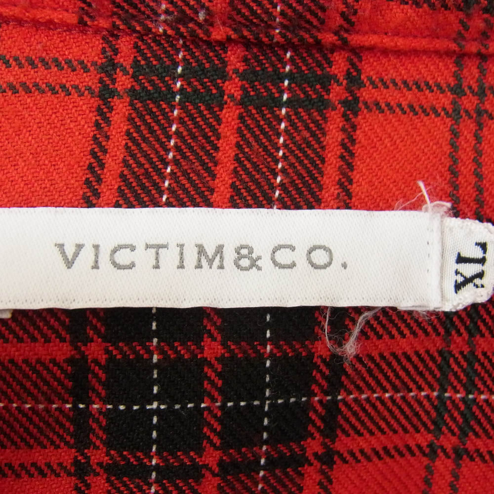 VICTIM ヴィクティム VTM-20-S-102 BIG CHECK SHIRTS レーヨン混 チェック ネル 長袖 シャツ レッド系 XL【中古】