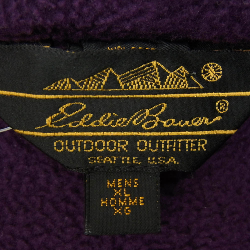 Eddie Bauer エディー・バウアー 80s USA製 黒タグ ジップ ボア フリース ジャケット ブルゾン パープル系 XL【中古】
