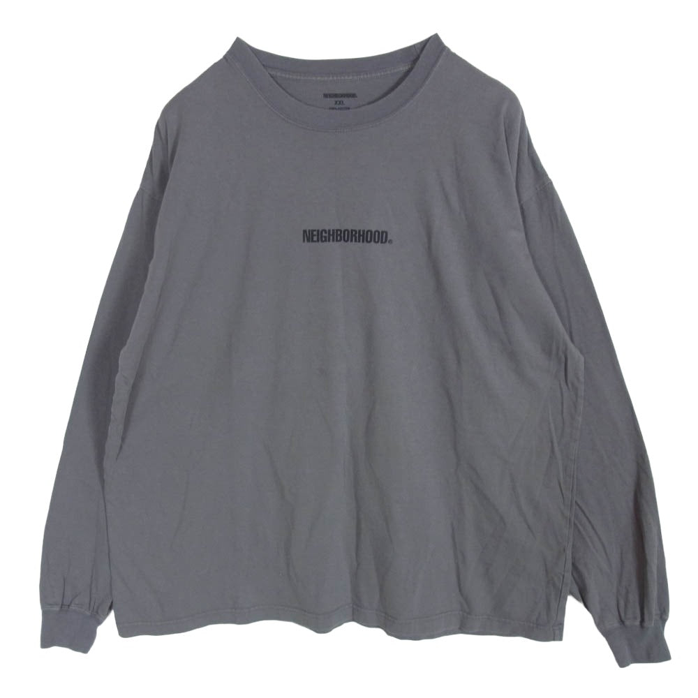 NEIGHBORHOOD ネイバーフッド センターロゴ プリント ロングスリーブ 長袖 カットソー グレー系 XXL【中古】