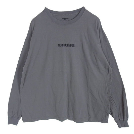NEIGHBORHOOD ネイバーフッド センターロゴ プリント ロングスリーブ 長袖 カットソー グレー系 XXL【中古】