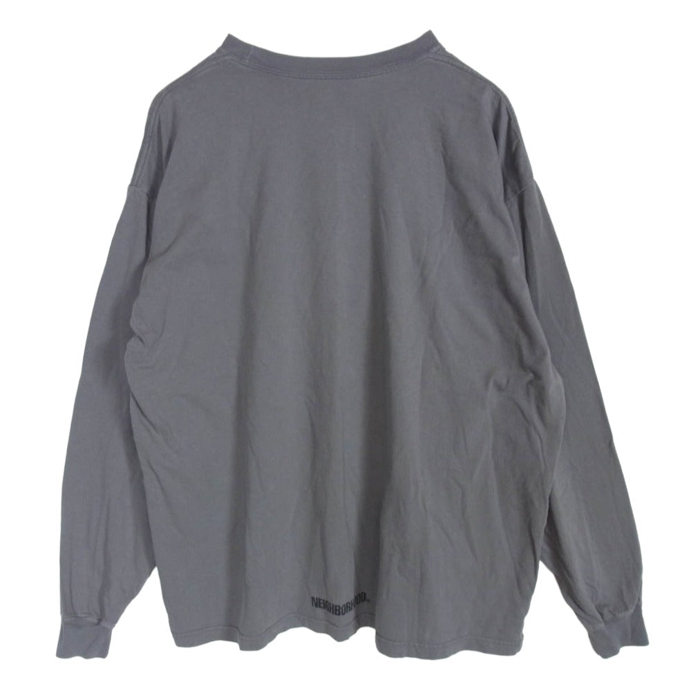 NEIGHBORHOOD ネイバーフッド センターロゴ プリント ロングスリーブ 長袖 カットソー グレー系 XXL【中古】
