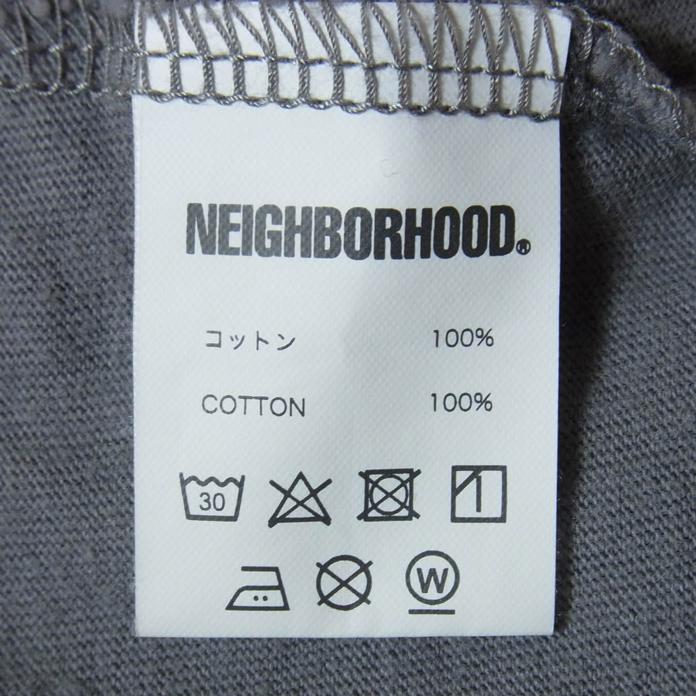 NEIGHBORHOOD ネイバーフッド センターロゴ プリント ロングスリーブ 長袖 カットソー グレー系 XXL【中古】