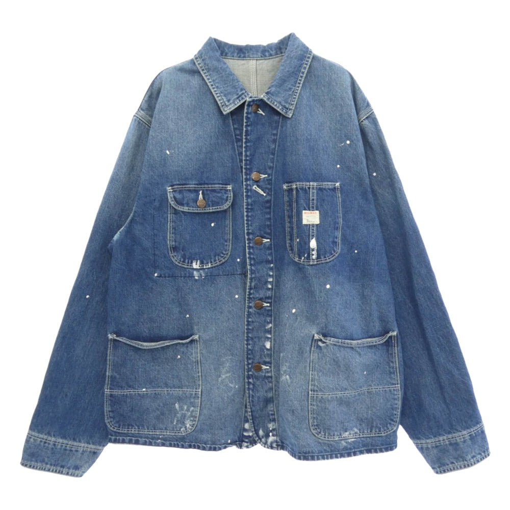 BIG MAC ビッグマック BEAMS ビームス BIG-226-BBM × BEAMS PAINT DENIM COVERALL ビームス別注 ペイント デニム カバーオール ジャケット XL インディゴブルー系 XL【中古】