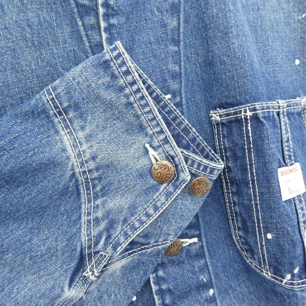 BIG MAC ビッグマック BEAMS ビームス BIG-226-BBM × BEAMS PAINT DENIM COVERALL ビームス別注 ペイント デニム カバーオール ジャケット XL インディゴブルー系 XL【中古】