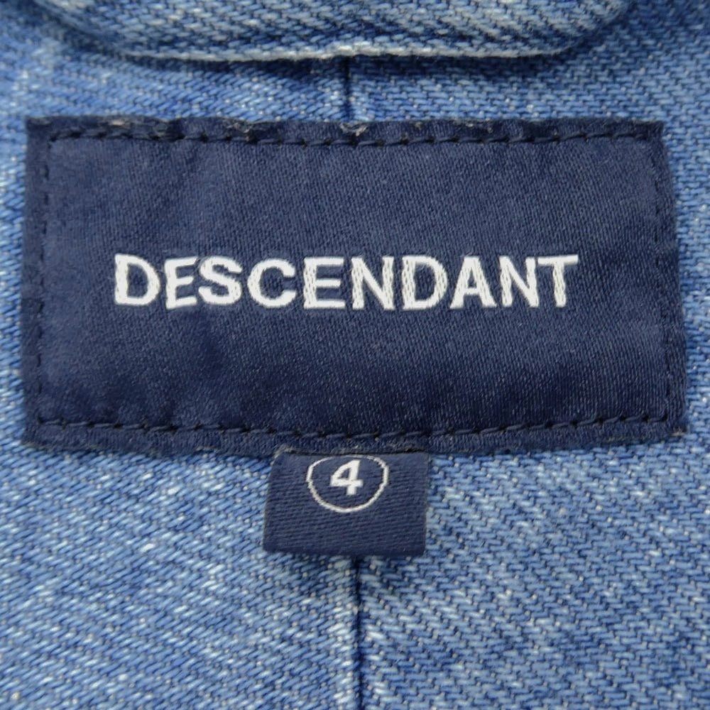 DESCENDANT ディセンダント カシャロ 刺? ワンポイント ロゴ ボタンダウン デニム 長袖 シャツ ジャケット 4 インディゴブルー系 4【中古】