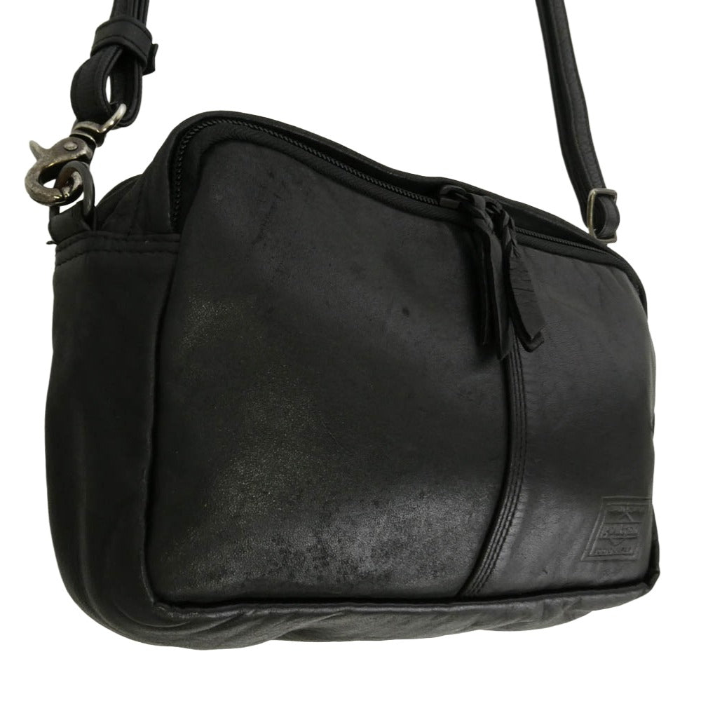 PORTER ポーター SHOULDER BAG レザー ショルダー バッグ ブラック系【中古】