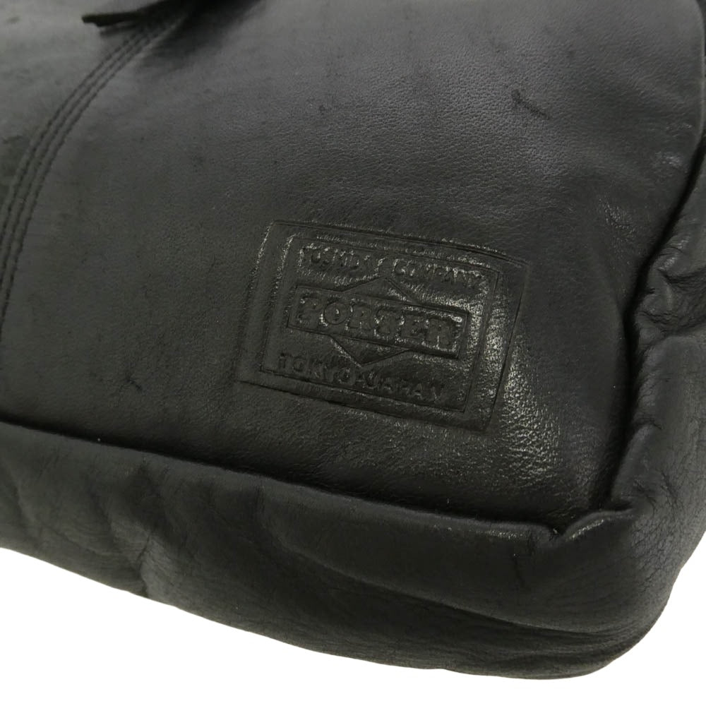 PORTER ポーター SHOULDER BAG レザー ショルダー バッグ ブラック系【中古】