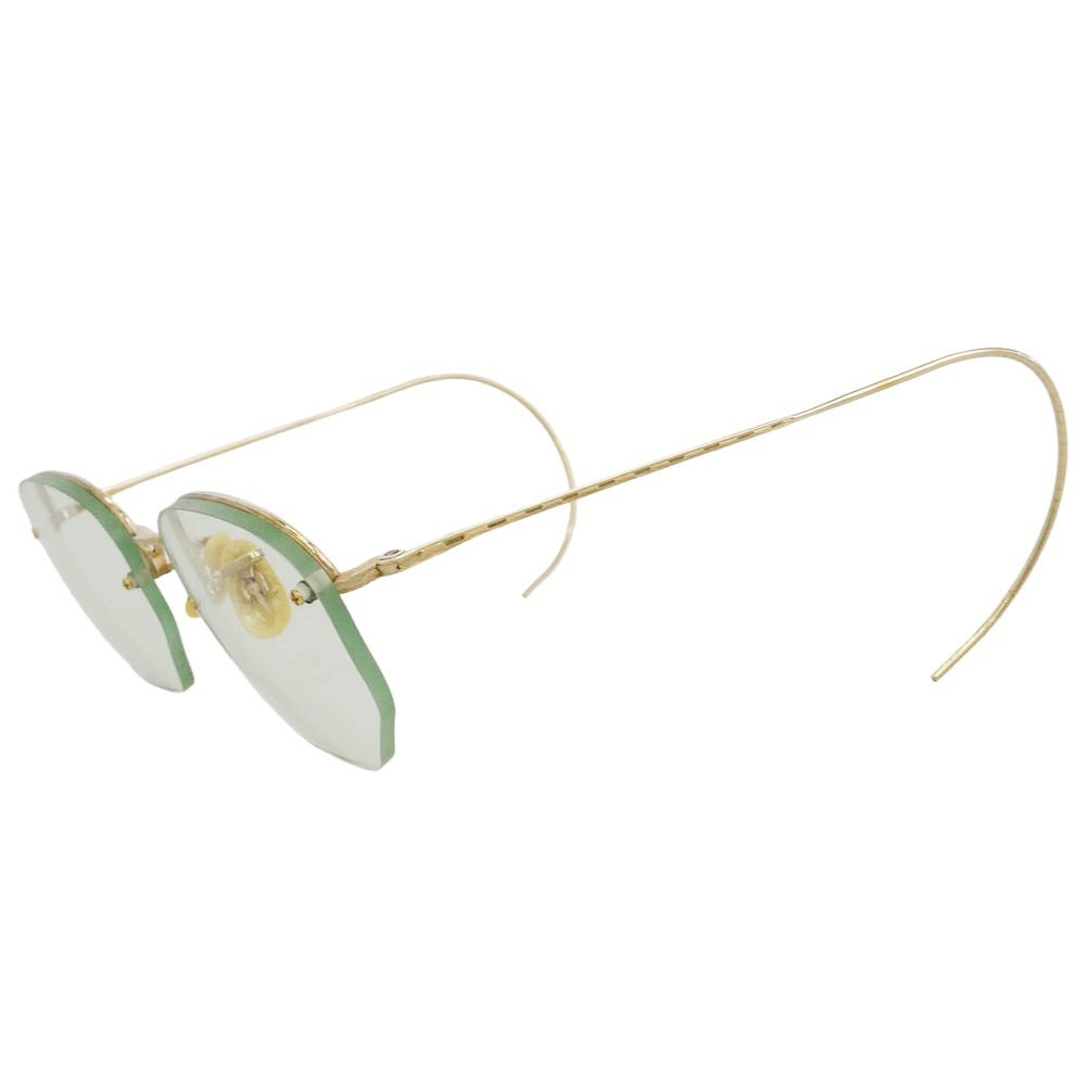 リムウェイ Vintage Rimway 12KGF ヴィンテージ ブローライン ツーポイント リムウェイ 角型レンズ ゴールドフレーム アイウェア メガネ 眼鏡 度入り ゴールド系【中古】