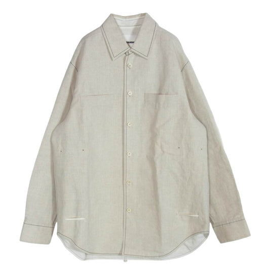 JIL SANDER ジルサンダー 20SS JSMQ420501 MQ250700 コットン リネン ロング 長袖 シャツ ジャケット ベージュ系 44【中古】