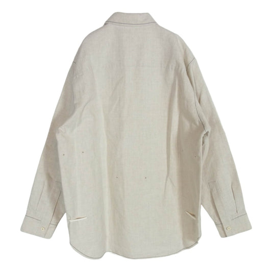 JIL SANDER ジルサンダー 20SS JSMQ420501 MQ250700 コットン リネン ロング 長袖 シャツ ジャケット ベージュ系 44【中古】
