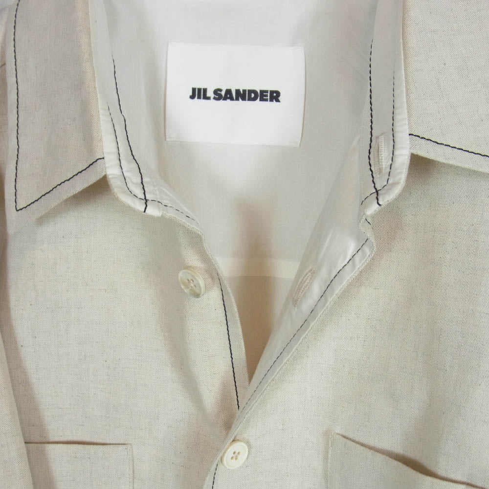 JIL SANDER ジルサンダー 20SS JSMQ420501 MQ250700 コットン リネン ロング 長袖 シャツ ジャケット ベージュ系 44【中古】