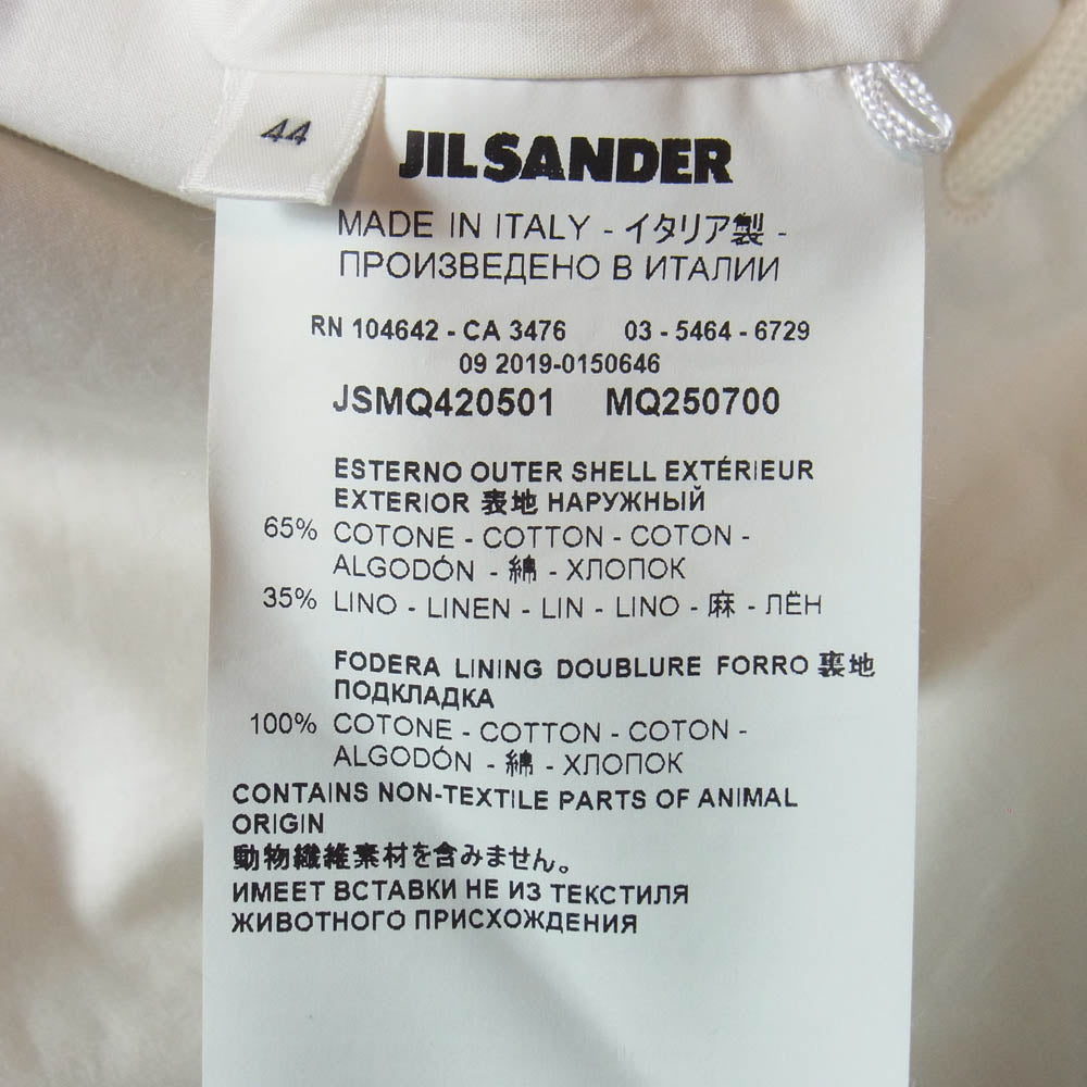 JIL SANDER ジルサンダー 20SS JSMQ420501 MQ250700 コットン リネン ロング 長袖 シャツ ジャケット ベージュ系 44【中古】