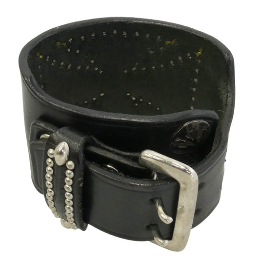 STOPLIGHT ストップライト サンダーメタル＆金メタル付き アイアンクロス スタッズ レザー ブレスレット ブラック系【中古】