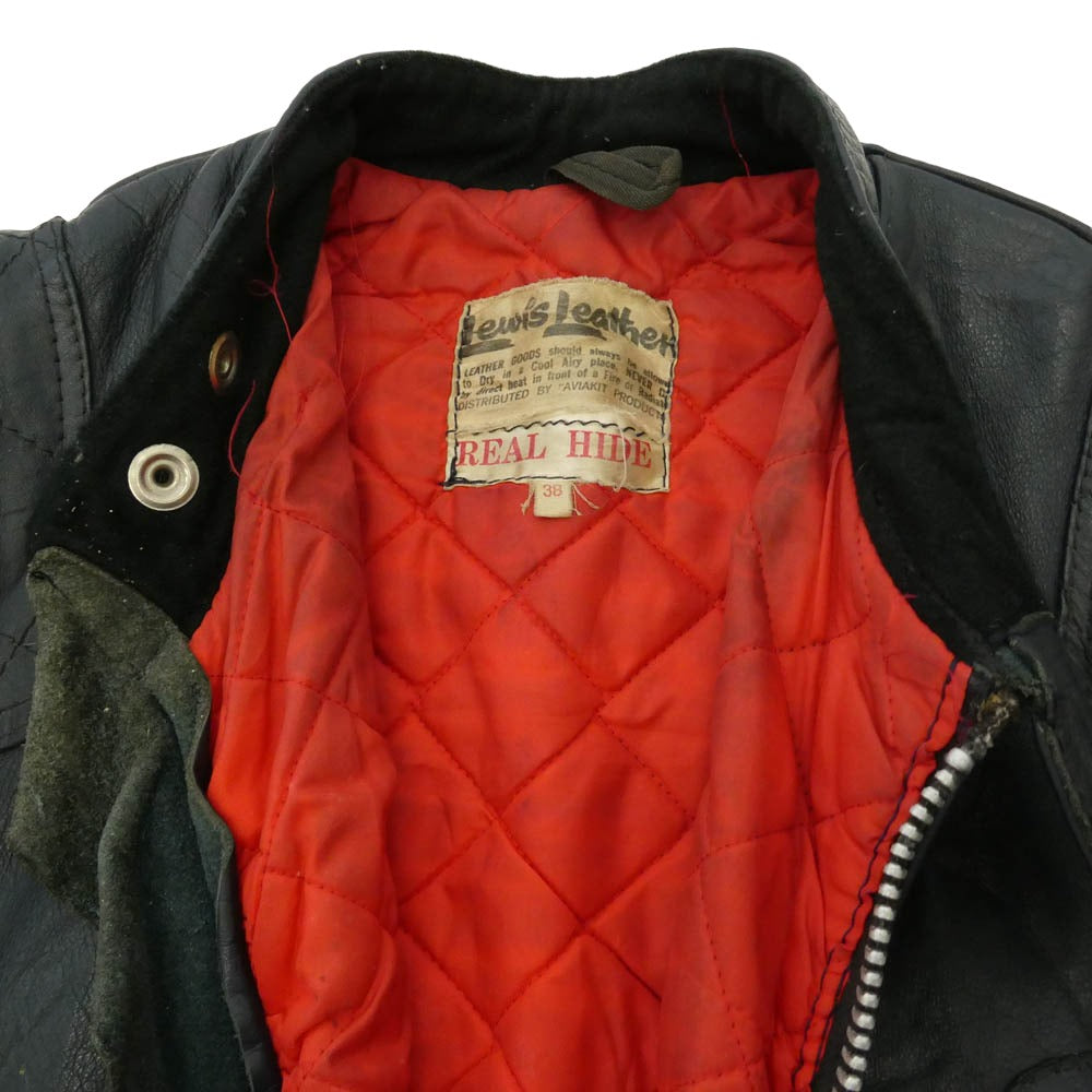 Lewis Leathers ルイスレザー VINTAGE 70s SUPER PHANTOM ヴィンテージ 70年代 スーパー ファントム レザー ライダース ジャケット 38 ブラック系 38【中古】