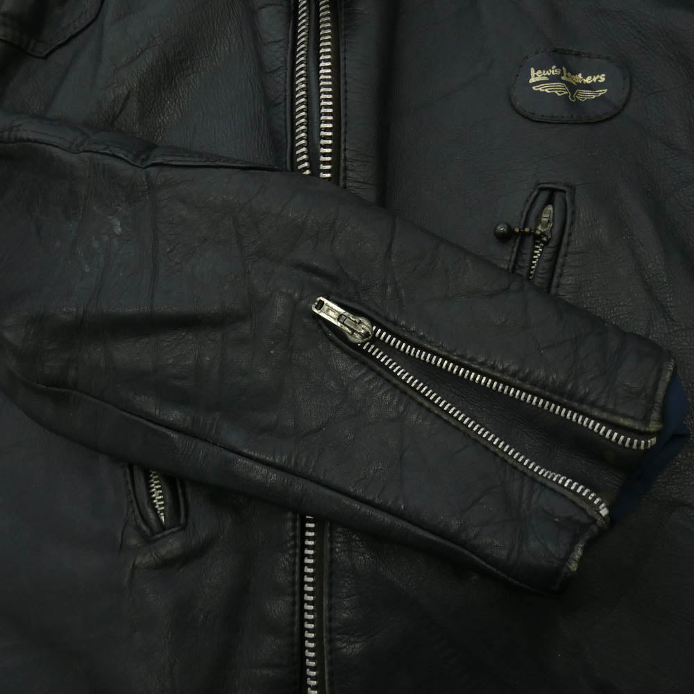 Lewis Leathers ルイスレザー VINTAGE 70s SUPER PHANTOM ヴィンテージ 70年代 スーパー ファントム レザー ライダース ジャケット 38 ブラック系 38【中古】