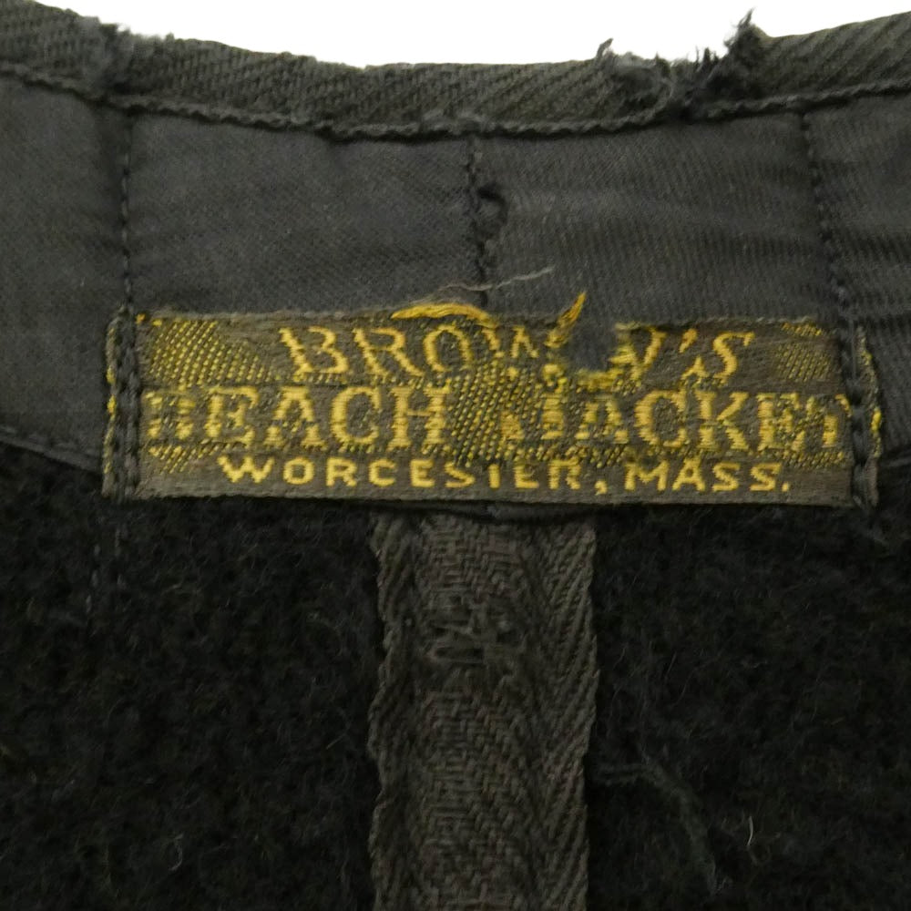 BROWNS'S BEACH ブラウンズビーチ VINTAGE 1930s ヴィンテージ オリジナル 1930年代 BEACH VEST ビーチベスト ニップルボタン ビーチクロス ダークブラウン系【中古】