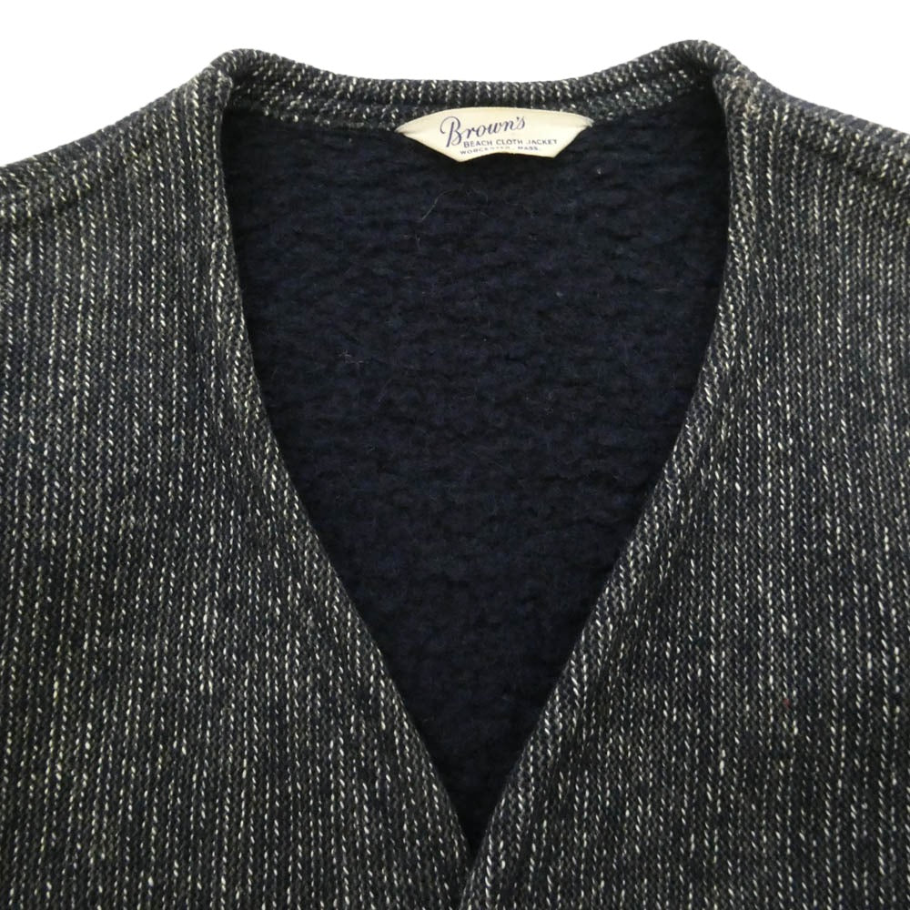 BROWNS'S BEACH ブラウンズビーチ VINTAGE 1940s ヴィンテージ オリジナル 1940年代 三角白タグ BEACH JACKET ノーカラー ビーチ ジャケット ブラック系【中古】