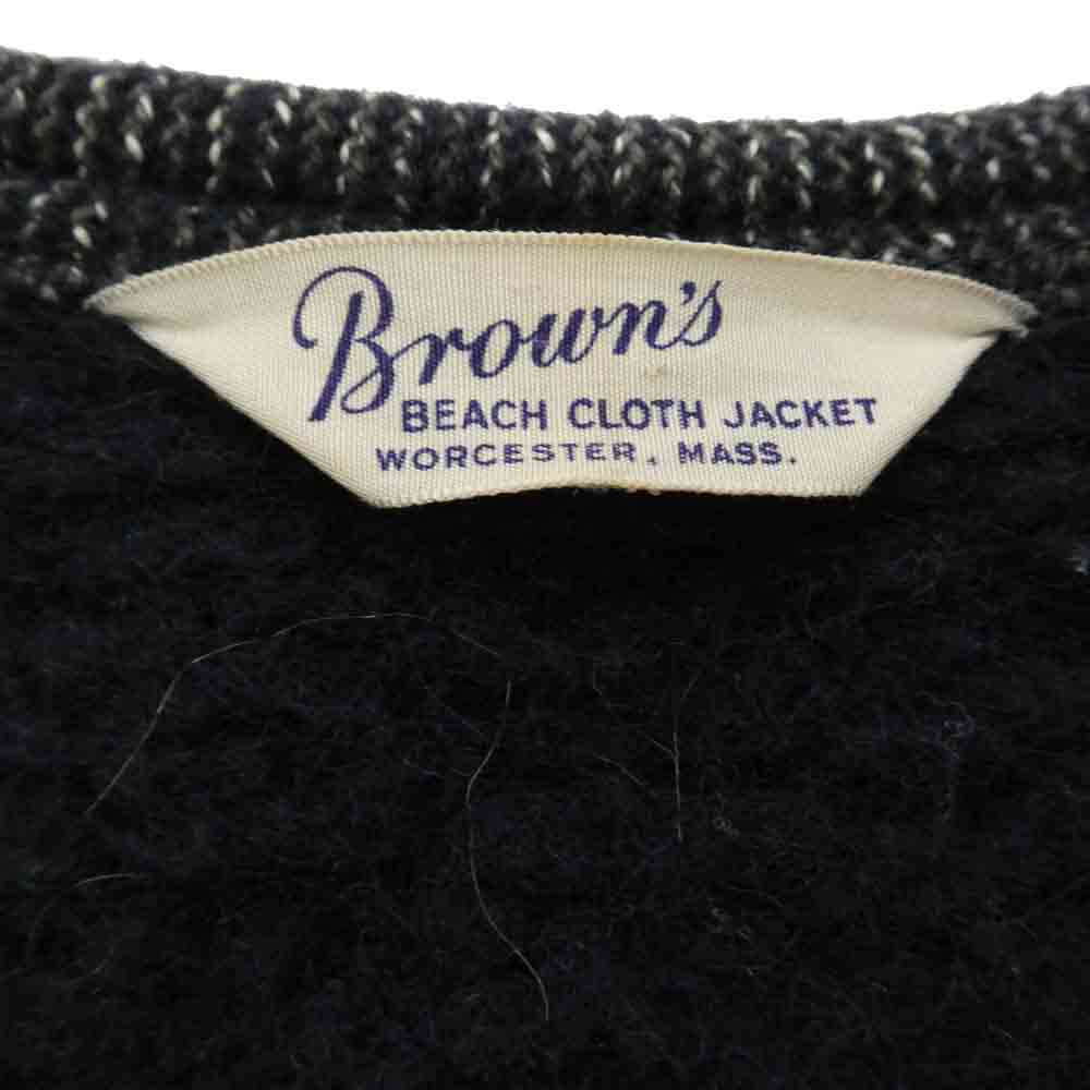 BROWNS'S BEACH ブラウンズビーチ VINTAGE 1940s ヴィンテージ オリジナル 1940年代 三角白タグ BEACH JACKET ノーカラー ビーチ ジャケット ブラック系【中古】