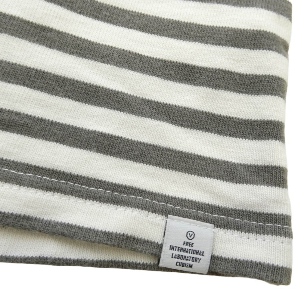 VISVIM ビズビム 14SS 0114105010037 BORDER CREW S/S ボーダー クルー 半袖 Tシャツ グレー系 オフホワイト系 3【中古】