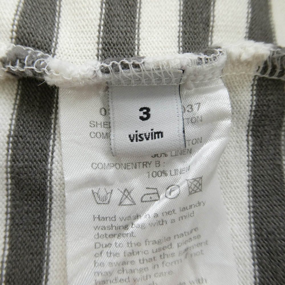 VISVIM ビズビム 14SS 0114105010037 BORDER CREW S/S ボーダー クルー 半袖 Tシャツ グレー系 オフホワイト系 3【中古】