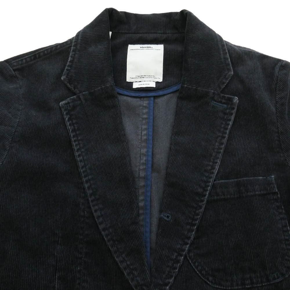 VISVIM ビズビム 12AW 0112205013023 ACADEMIA BLAZER CORDUROY 2ボタン コーデユロイ ジャケット ダークネイビー系 2【中古】