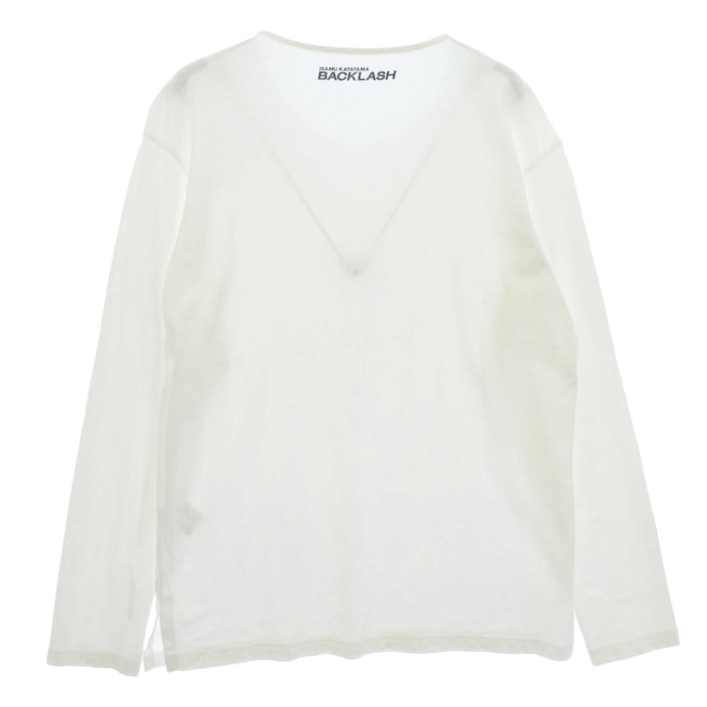 ISAMUKATAYAMA BACKLASH イサムカタヤマバックラッシュ A104-01 バックロゴ プリント コットン Tシャツ 長袖 カットソー ホワイト ホワイト系 L【中古】